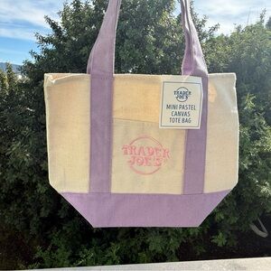 Trader Joe’s Mini Pastel Canvas Tote Bag - Lavender and Cream